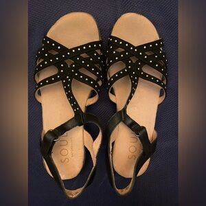 Soul Naturalizer Black Strap Stud Wedge Sandal